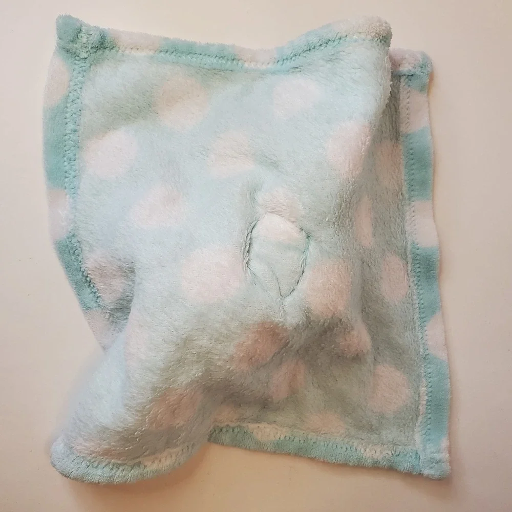 Blue Polka Dot Gray Elephant Plush Baby Security Blanket Lovey‎